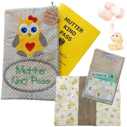 Zeige Details für Handgemachte Mutter-Kind-Pass Hülle – Eulenliebe in sanften Tönen Bild von Handgemachte Mutter-Kind-Pass Hülle – Eulenliebe in sanften Tönen