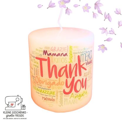 Bild von „Thank You“-Kerze – liebevoll bedruckte Dankeskerze in vielen Sprachen