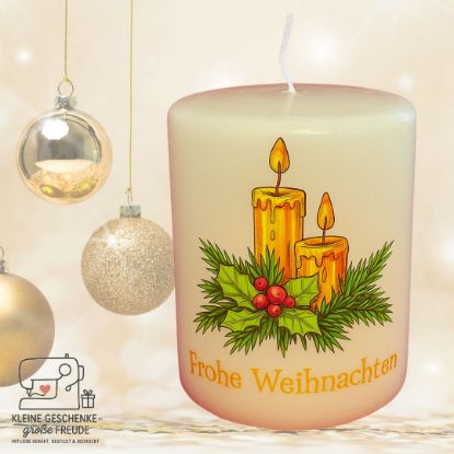 Bild von Weihnachtskerze „Frohe Weihnachten“ – klassisch & festlich 🕯️