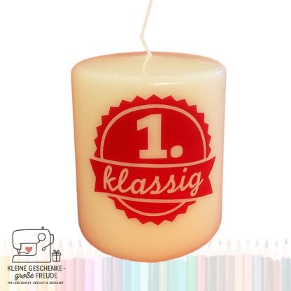 Bild von Kerze „1.klassig“ – Geschenk für Lehrerinnen & Lehrer